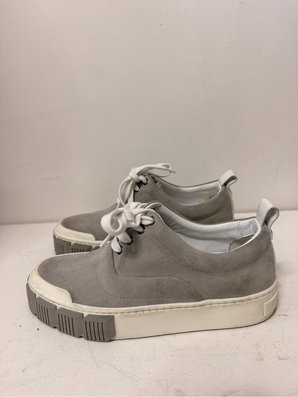 Pierre Hardy Gray Suede Low-Top Sneakers with White Accents